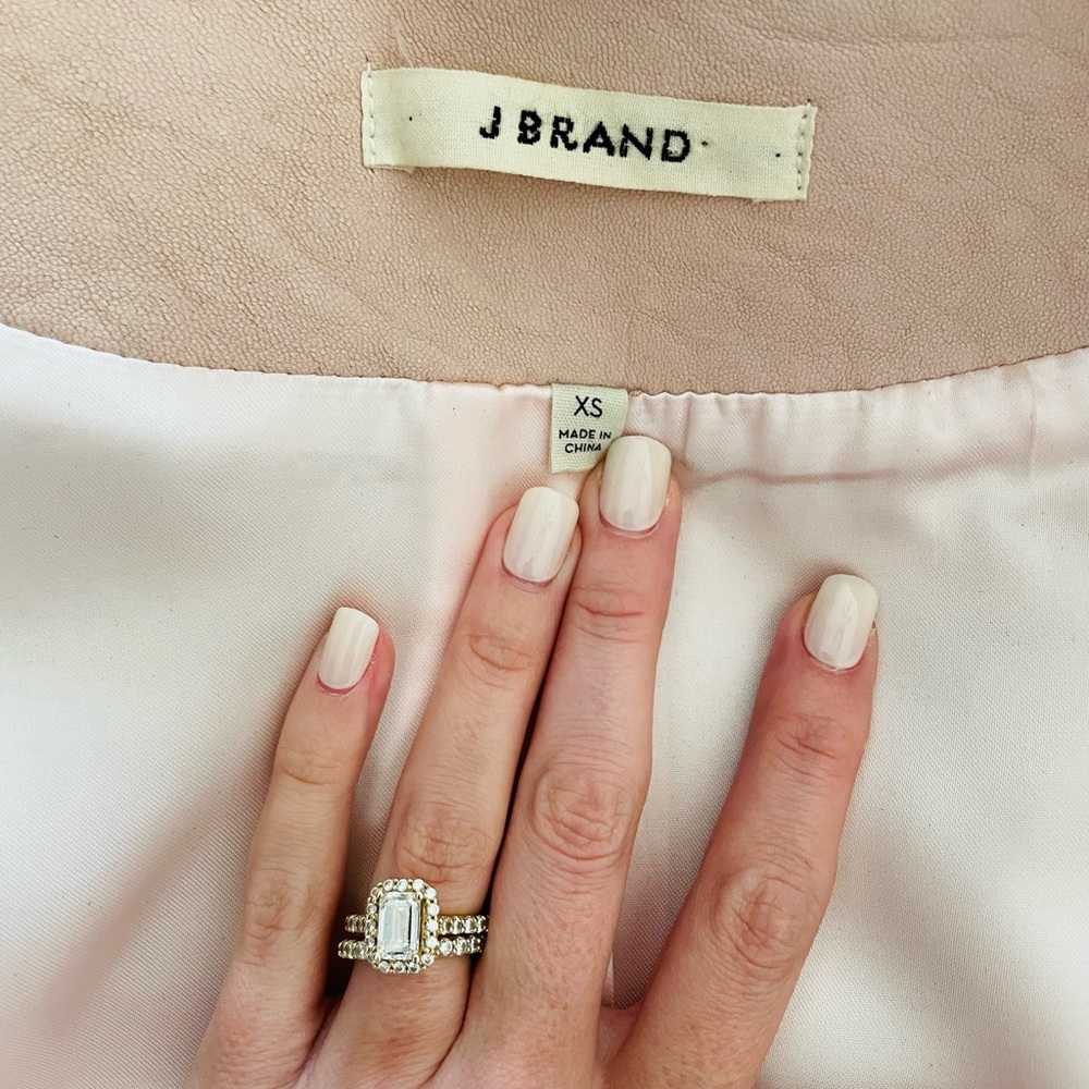 J Brand Lamb Leather Biker Jacket Blush Pink Tea Rose Size XS - Picture 9 of 10